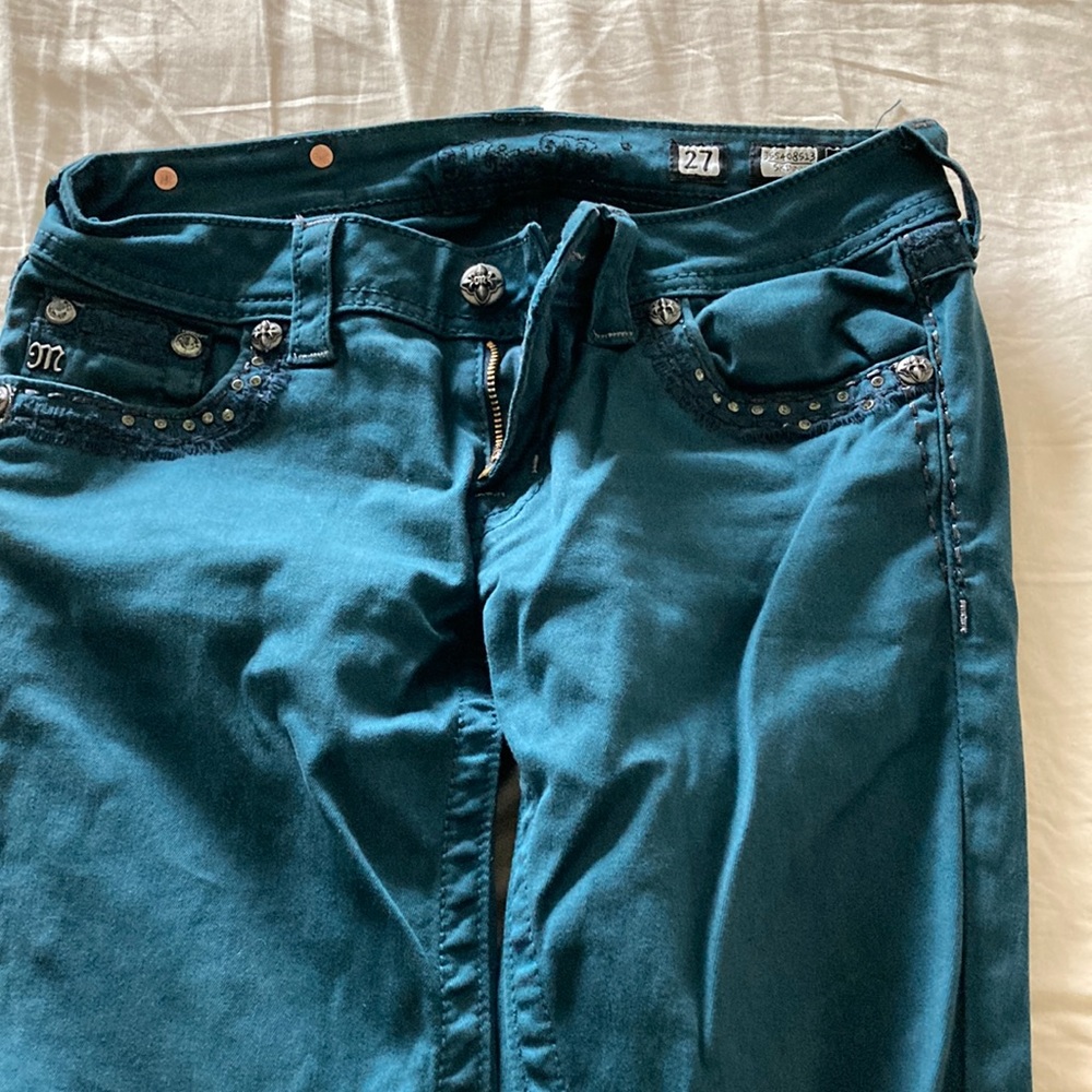 Miss me size 27 skinny turquoise color Jean